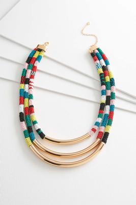 layered seed bead rope necklace
