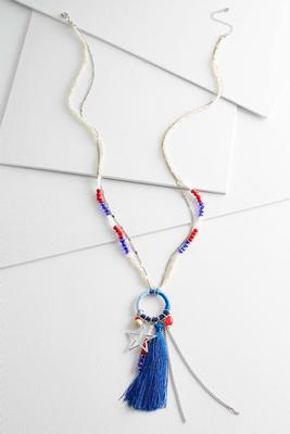 patriotic cluster tassel necklace