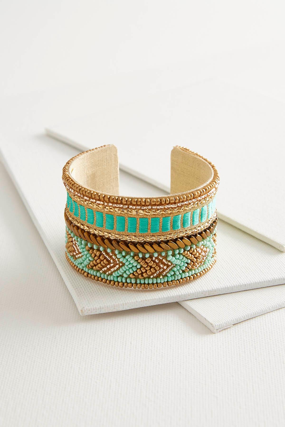 Turquoise Embellished Chevron Cuff