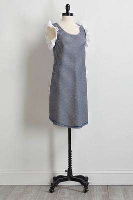 ruffled stripe french terry dress