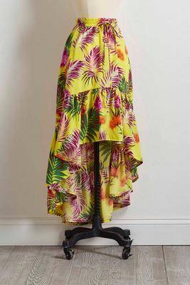multicolor palm high-low skirt
