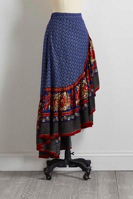 ruffled gypsy floral maxi skirt