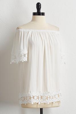 floral crochet off the shoulder top