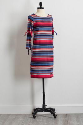 multicolor stripe slit sleeve dress