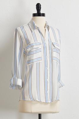 striped button down shirt