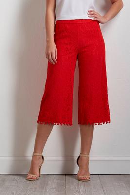 cropped lace wide leg pants