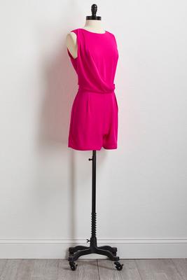 solid pink surplice romper