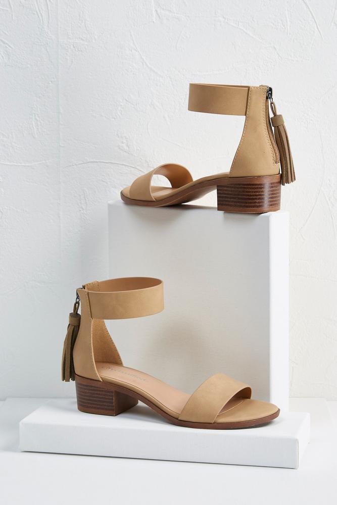 Tasseled Low Block Heels