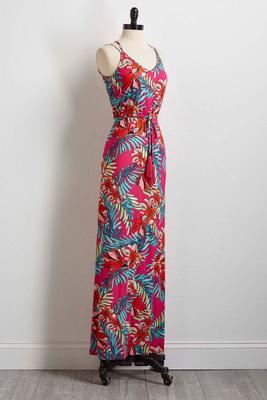 topical tassel tie maxi dress