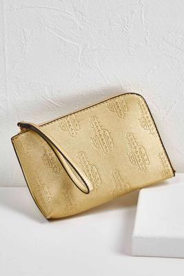 gold cactus wristlet