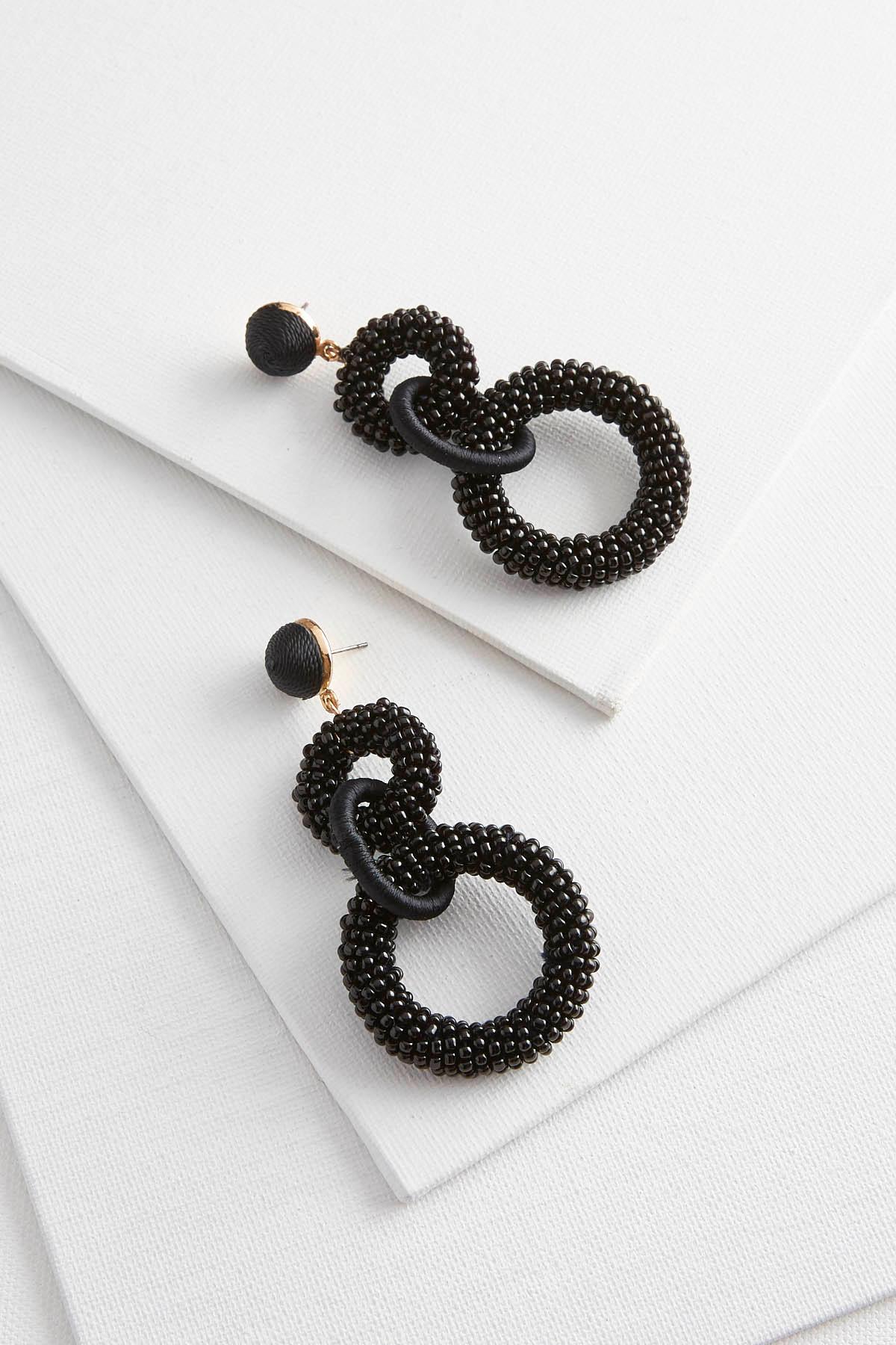 Linked Seed Bead Circle Earrings