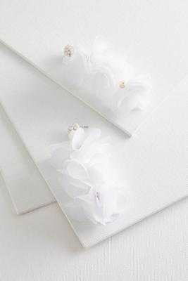 tiered fabric flower earrings