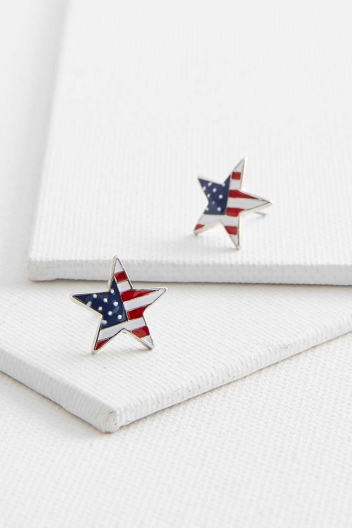 American Flag Star Stud Earrings