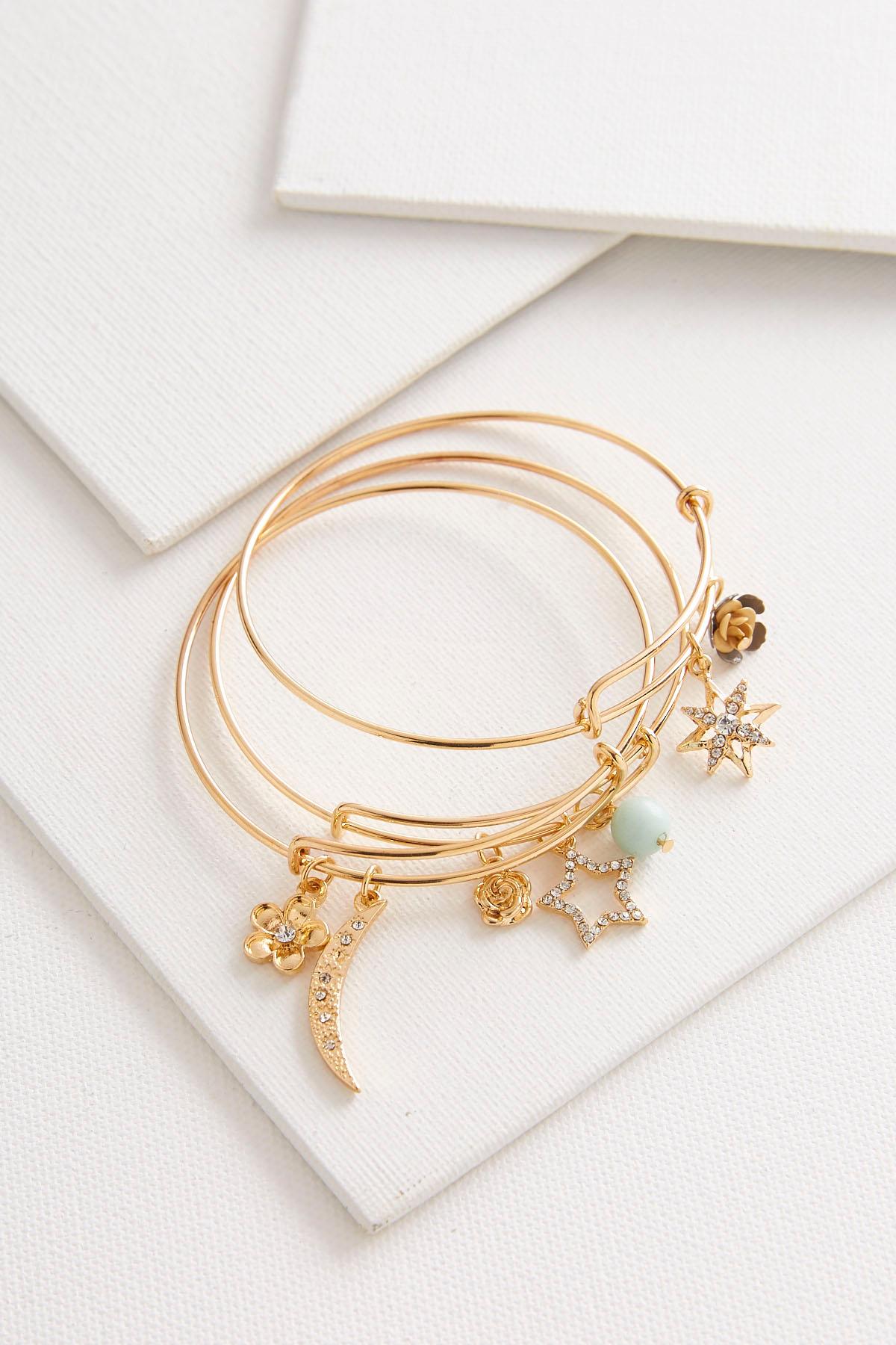 Moon Star Charm Bangle Set