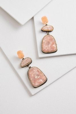 tiered marbled stone earrings