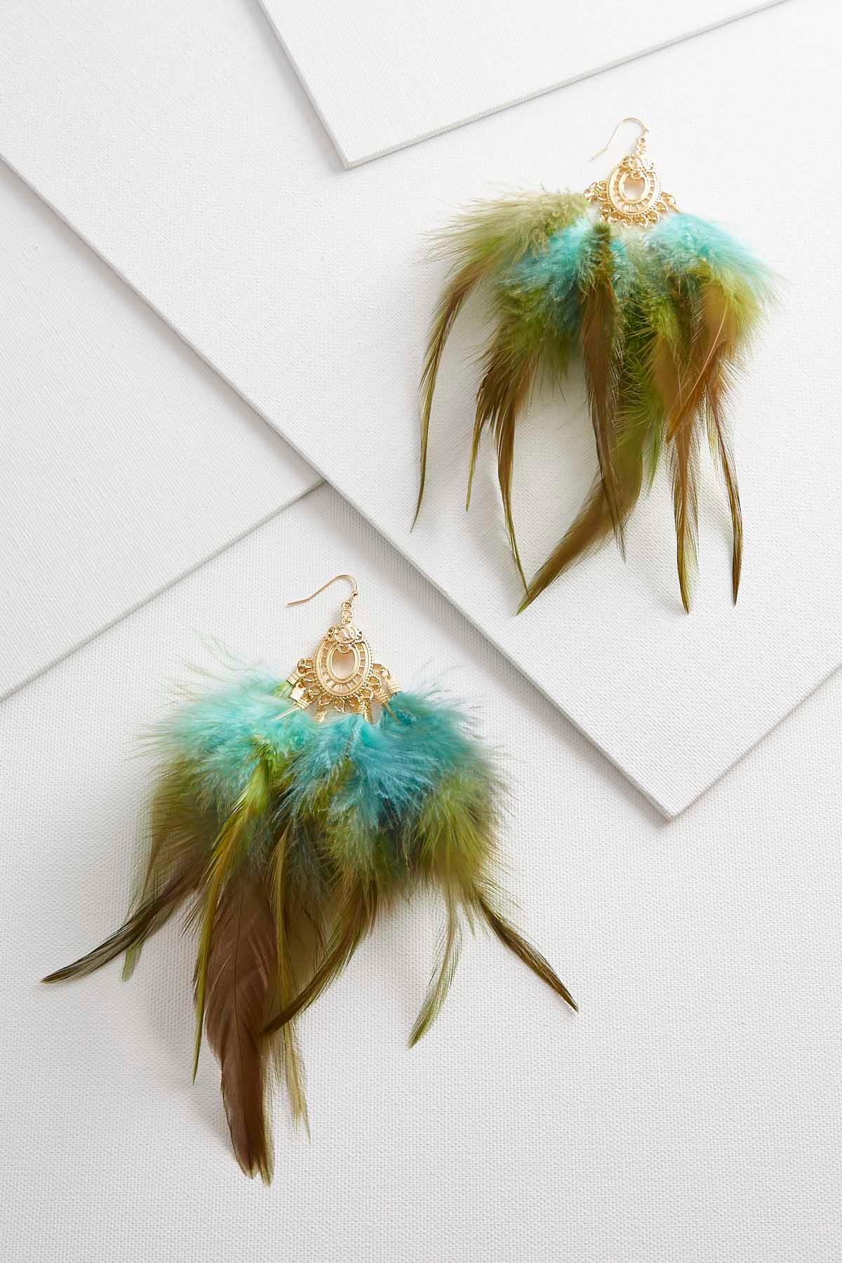 Ombe Aqua Feather Earrings