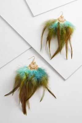 ombe aqua feather earrings