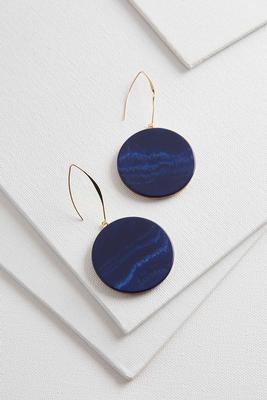marbled navy circle earrings