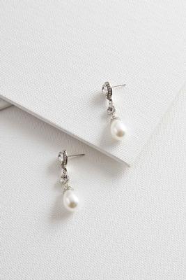 rhinestone and pearl dangle earrings