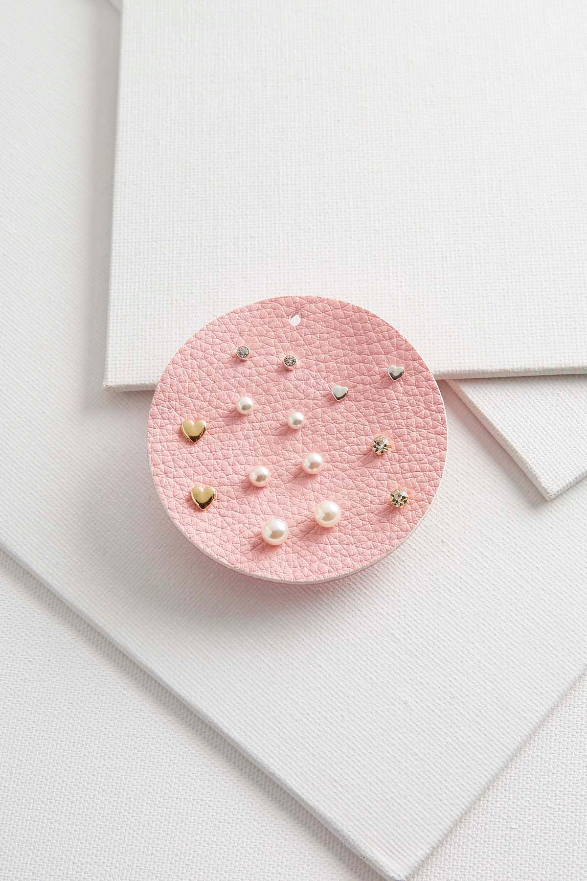 Heart And Pearl Earring Set