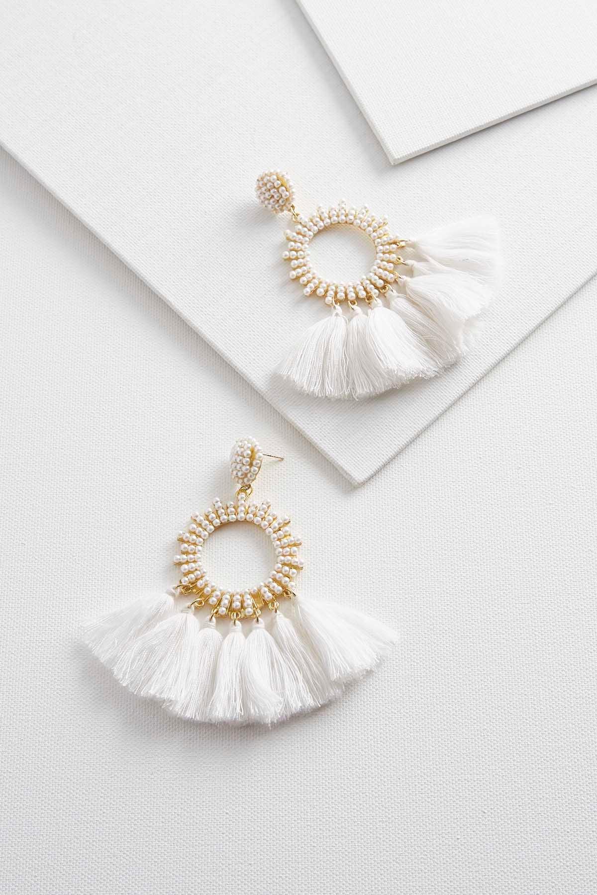 Tasseled Pearl Statement Earrings