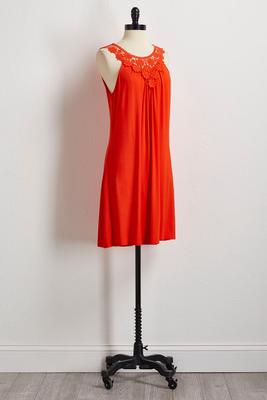 orange floral crochet dress