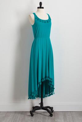 tassel trim high-low dress
