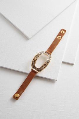 rhinestone oval faux leather bracelet