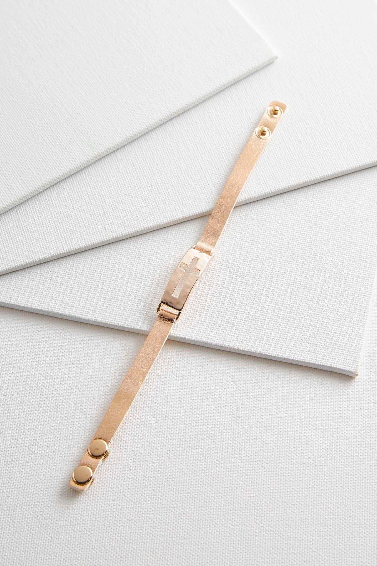 Cross Bar Faux Leather Bracelet