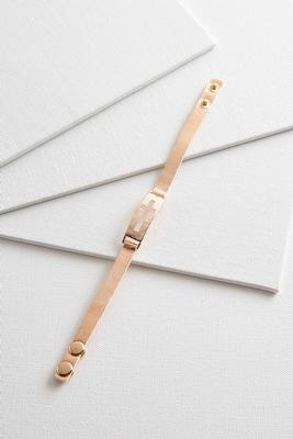 cross bar faux leather bracelet