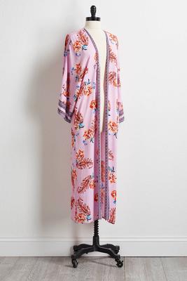 mauve floral crepe duster