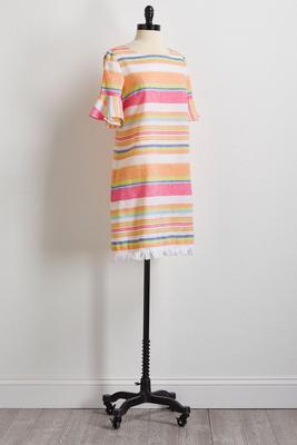 stripe linen shift dress