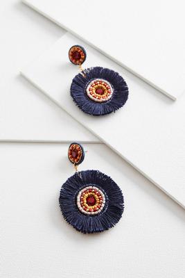 beaded circle fringe earrings