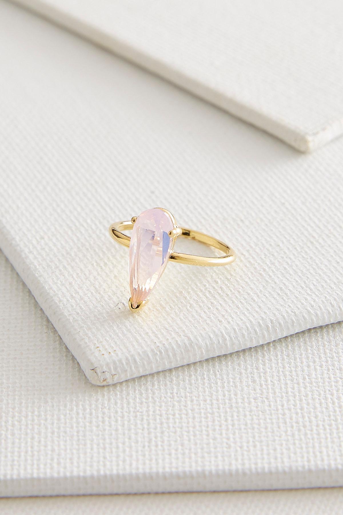 Tear Shaped Faceted Glass Ring