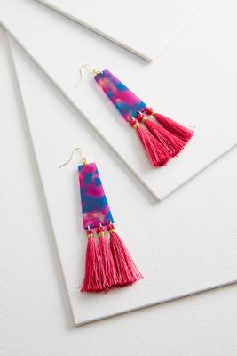 geo resin tassel earrings