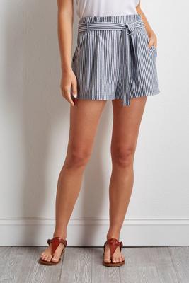 tie waist striped shorts