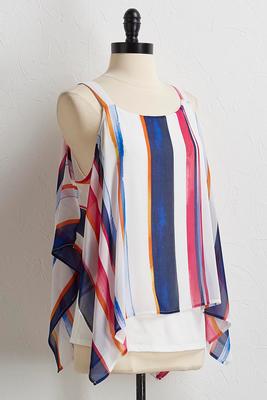 multi stripe bare shoulder top