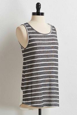 striped button back tank
