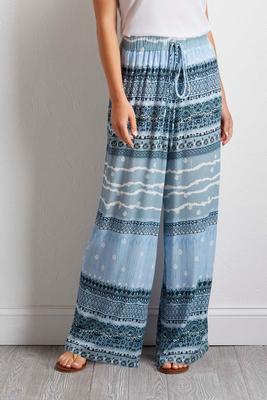 blue scarf palazzo pants
