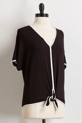contrast trim tie front top