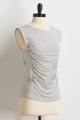 striped ruched tank