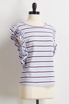 ruffle sleeve striped top