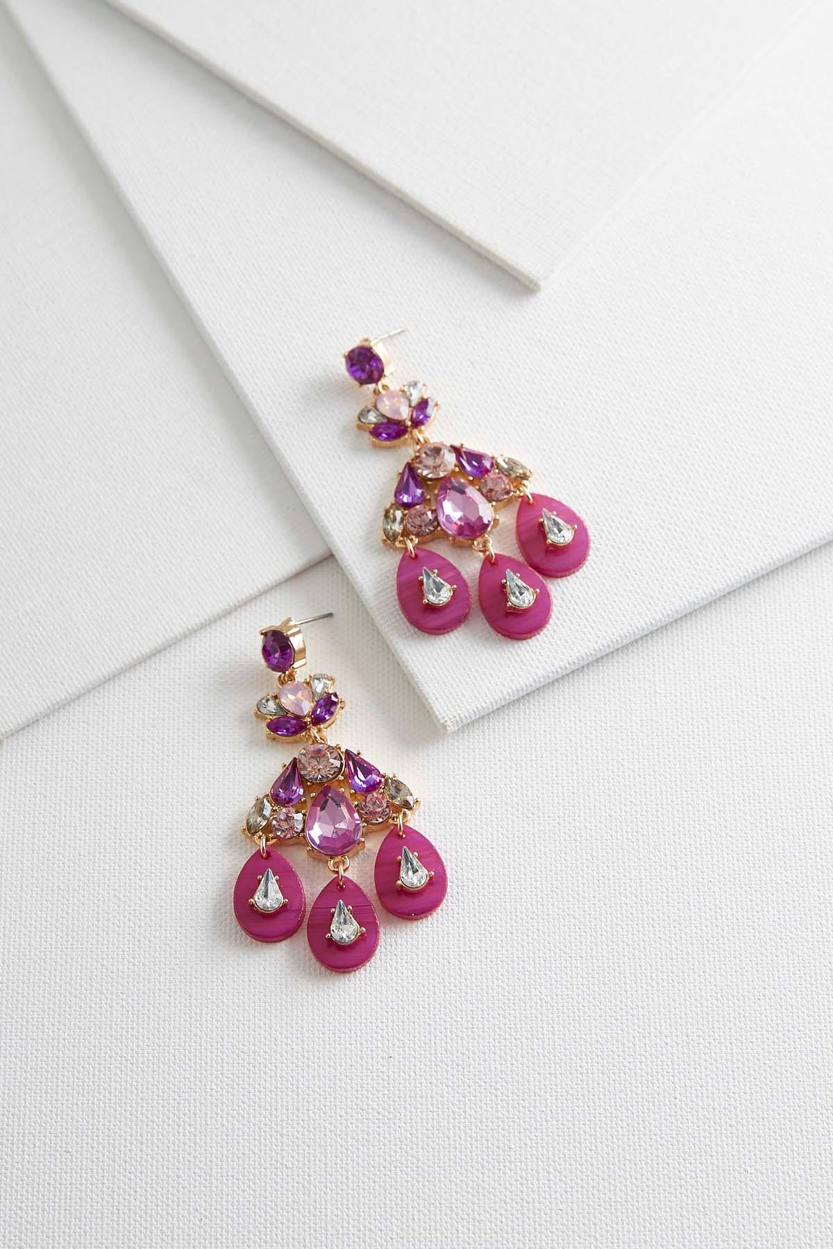 Flower Stone Statement Earrings
