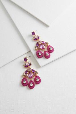 flower stone statement earrings