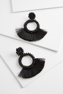 crystal circle fringe earrings
