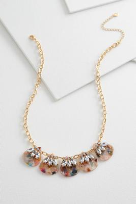 marbled resin bib necklace