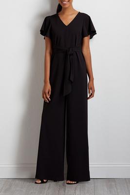 flutter tie waist jumpsuit
