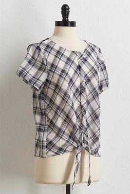 plaid tie front top