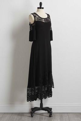 crochet inset high-low maxi dress