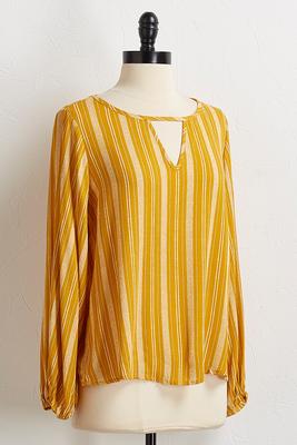 crepe stripe keyhole top